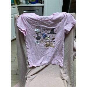 WIZARDING World Of Harry Potter Girls XL  Glitter Hedwig Pink T-Shirt